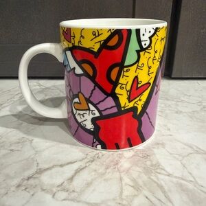 Vintage Rare ROMERO BRITTO x Coca-Cola Bottles 2014 Jumbo Coffee Mug Cup Coke